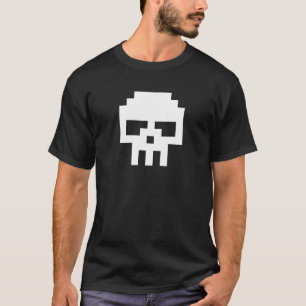 T-shirt Crâne à 8 bits blanc en pixels