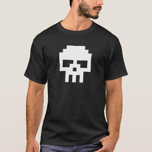 T-shirt Crâne à 8 bits blanc en pixels (Devant)