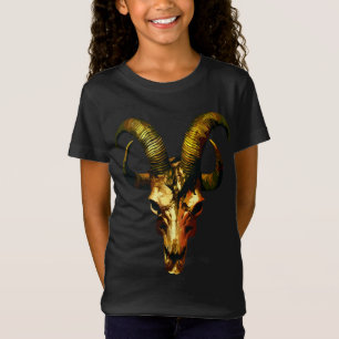 T-Shirt Crâne à cornes dorées - Art sombre