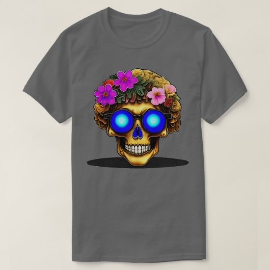 T-shirt Crâne à fleurs dorées (Design devant)