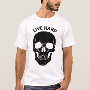 T-shirt crâne à néon minimaliste – Vivre dur