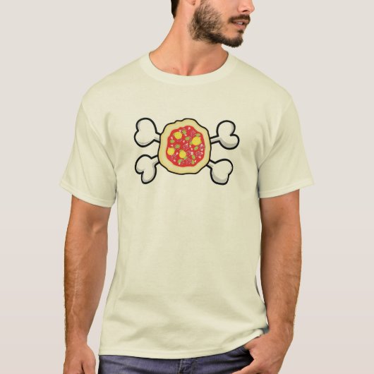 T-shirt crâne à pizza et os croisés (Devant)