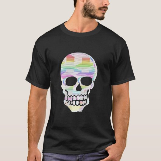 T-shirt Crâne à rayures de couleur (Devant)