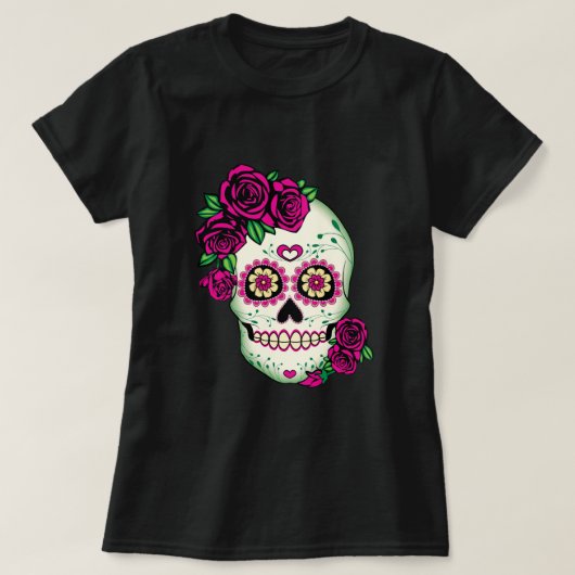 T-shirt Crâne à sucre avec Roses (Design devant)