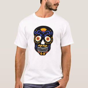 T-shirt Crâne à sucre bleu et orange hommes