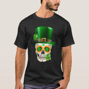 T-shirt Crâne à sucre cool Saint Patrick Jour Shamrock Iri