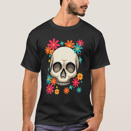 T-shirt Crâne à sucre Dia De Muertos Fête Florale des Mort (Devant)