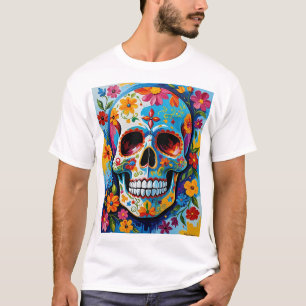 T-shirt Crâne à sucre dynamique Art Día de los Muertos T-s