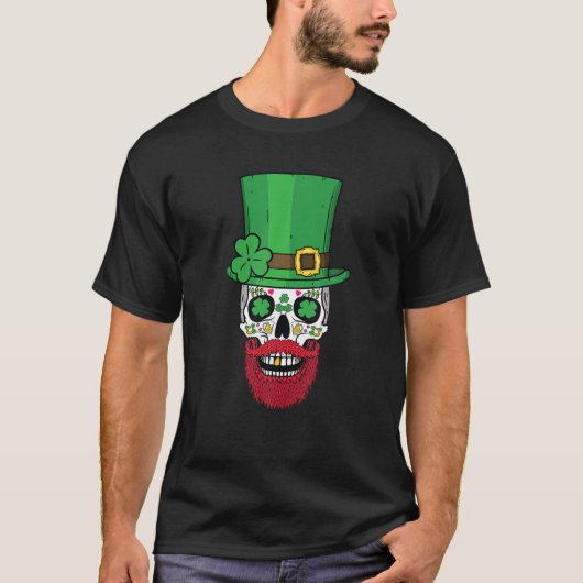 T-shirt Crâne à sucre Leprechaun - Cool mexicain St Patric (Devant)