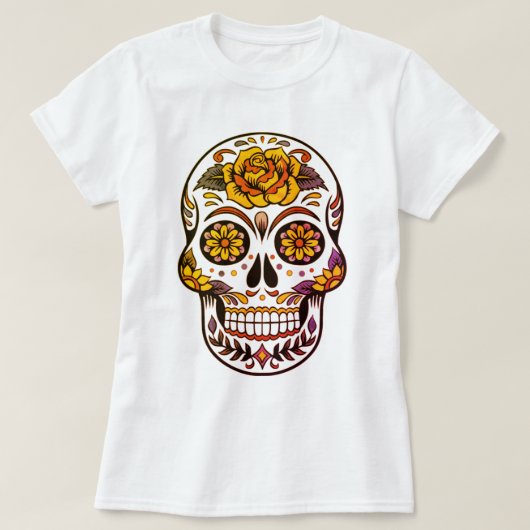 T-shirt Crâne à sucre rose jaune (Design devant)