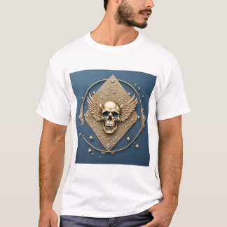 T-shirt ☠️ Crâne ailé doré Cadeau gothique pour motards 💎