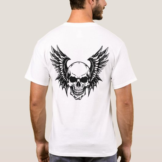 T-shirt Crâne ailé haute qualité illustration gothique (Dos)