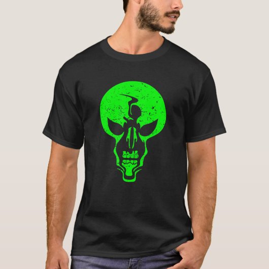 T-shirt Crâne Alien - Crâne Alien Vert Effrayant - Effraye (Devant)
