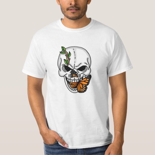 T-shirt Crâne avec Art numérique papillon (Devant)