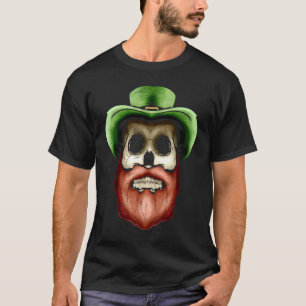 T-shirt Crâne Avec Casquette Vert Et Barbe Rouge Pour St p