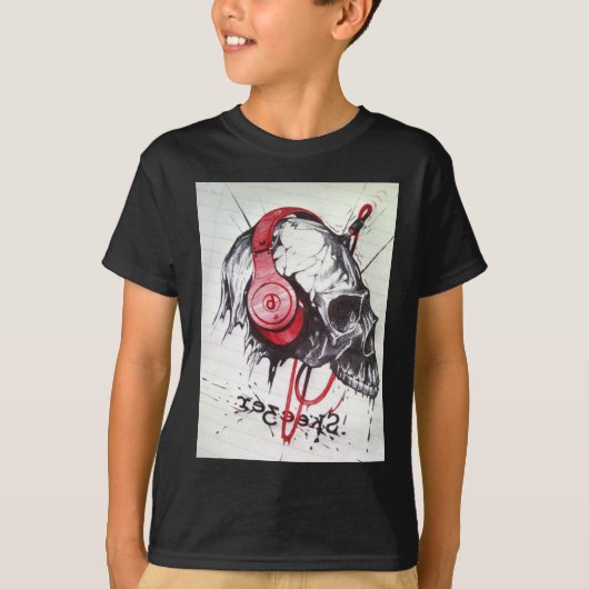 T-shirt Crâne avec conception casque (Devant)