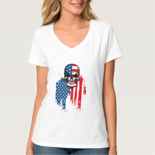 T-shirt Crâne avec drapeau américain