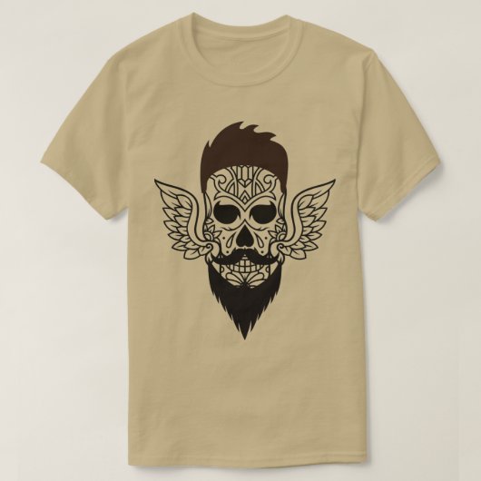 T-shirt Crâne avec Hipster de la barbe 1 (Design devant)