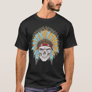 T-shirt Crâne avec la chemise de coiffe de Natif américa