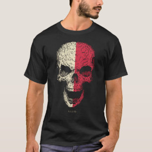T-shirt Crâne avec la Pologne Drapeau Squelette Racines po