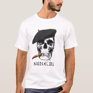 T-shirt Crâne avec le béret et le cigare fumant la chemi