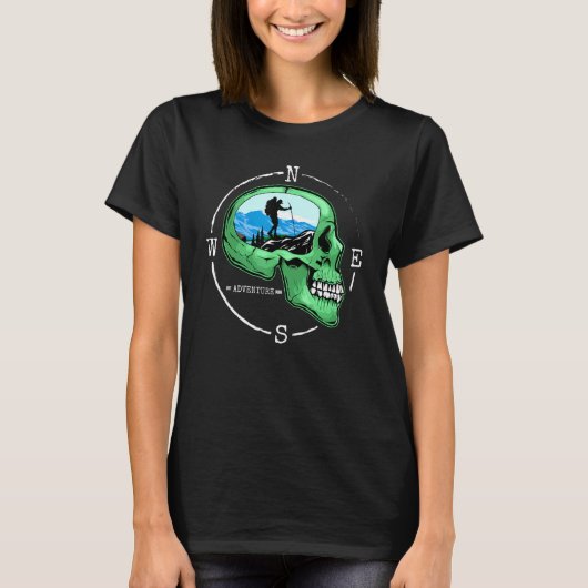T-shirt Crâne avec randonnée pédestre Compass Randonnée en (Devant)