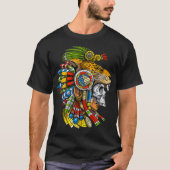 T-shirt Crâne aztèque Masque guerrier Jaguar Mythe maya an (Devant)