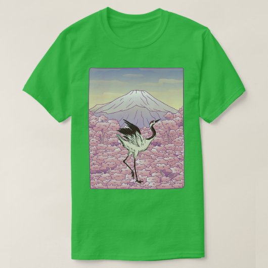 T-shirt Crane Bird Japonais Sakura Tree Cherry Blossom Flo (Design devant)