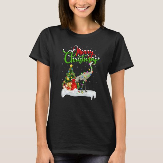 T-shirt Crane Bird Xmas Decorations Santa Crane Christmas (Devant)