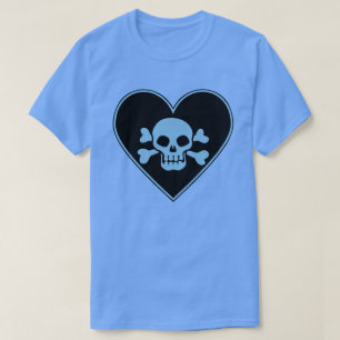 T-shirt Crâne bleu dans le cœur