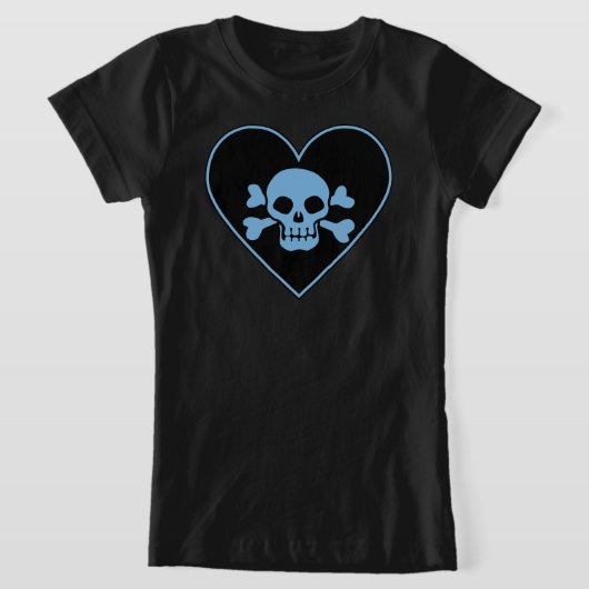 T-Shirt Crâne bleu dans le coeur (Poser)