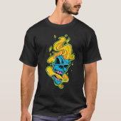 T-shirt Crâne bleu flamme (Devant)