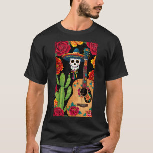 T-shirt Crâne Cinco De Mayo Sombrero Fiesta Crâne mexicain