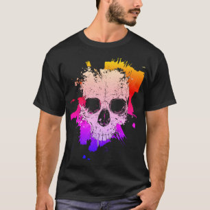 T-shirt Crâne Coloré avec Taches
