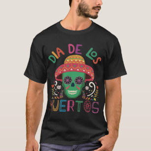 T-shirt Crâne coloré Dia De Los Muertos Avec SombT-Shirt