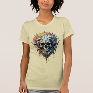 T-shirt Crâne Cosmique Orné Mandala Gothique Baroque