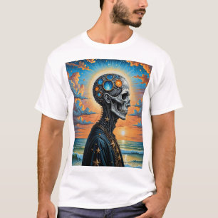 T-shirt crâne cosmique surréaliste - Galaxie futur