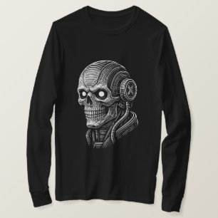 T-shirt Crâne Cyberpunk Futuriste dans un Style Technologi