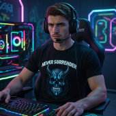 T-Shirt crâne cyberpunk « Ne jamais abandonner »