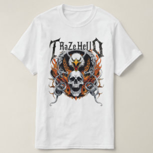 T-shirt Crâne d'aigle Flamme Vélo Art Puissance Pour Raser