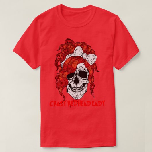 T-shirt Crâne dame à tête rouge fou (Design devant)