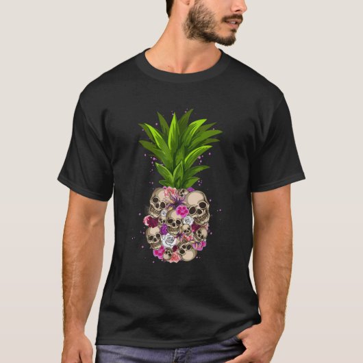T-shirt Crâne d'ananas amusant Plages d'Aloha Hawaï Hawaï (Devant)