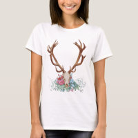 Crâne de cerf avec fleurs 2