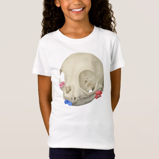 T-Shirt Crâne de chat avec Flore (Devant)