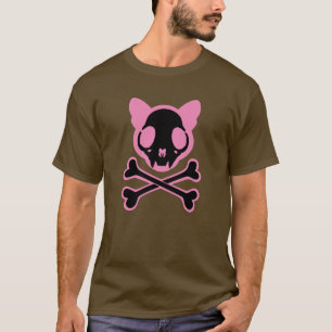 T-shirt Crâne de chat personnalisable et os croisés