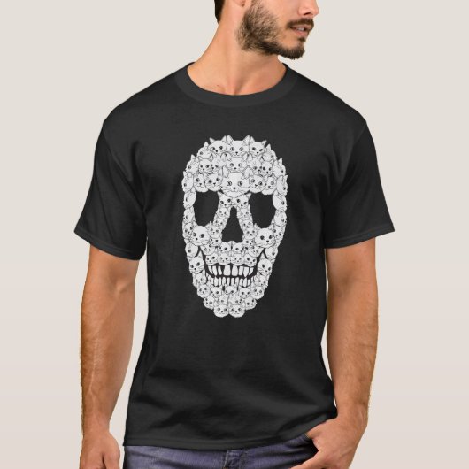 T-shirt Crâne de Chat Squelette de Chat Costume d'Hallowee (Devant)