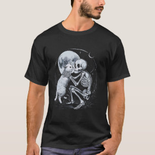 T-shirt Crâne de chat squelette Kitty Gothique Costume Hal