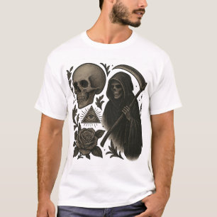 T-shirt Crâne de chèvre occulte avec pentagramme – Tatouag