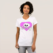 T-shirt Crâne de coeur rose (Devant entier)
