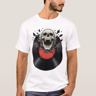 T-shirt Crâne de disque vinyle rétro